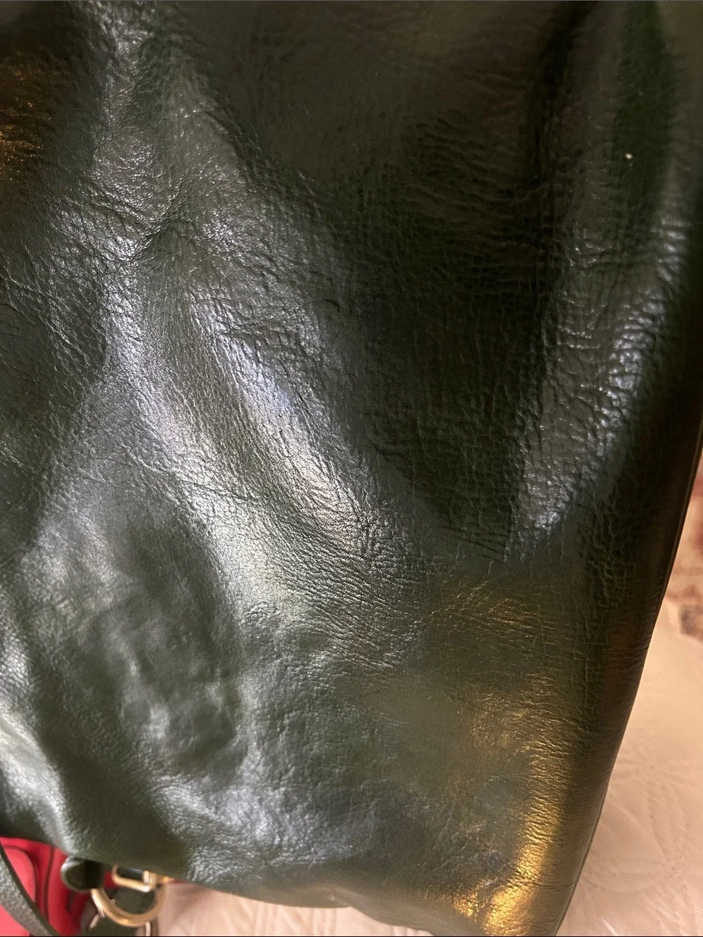 Vintage-Style Deep Green Leather Crossbody Bag by
